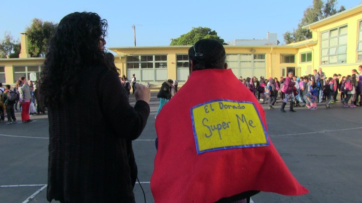 El Dorado Elementary School Principal Silvia Cordero announces one of the winners of the weekly student-of-the-week award.